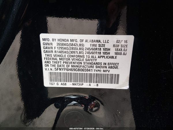 2016 HONDA PILOT EX-L