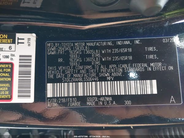 2020 TOYOTA HIGHLANDER L