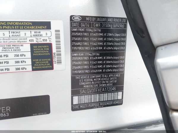 2014 LAND ROVER RANGE ROVER