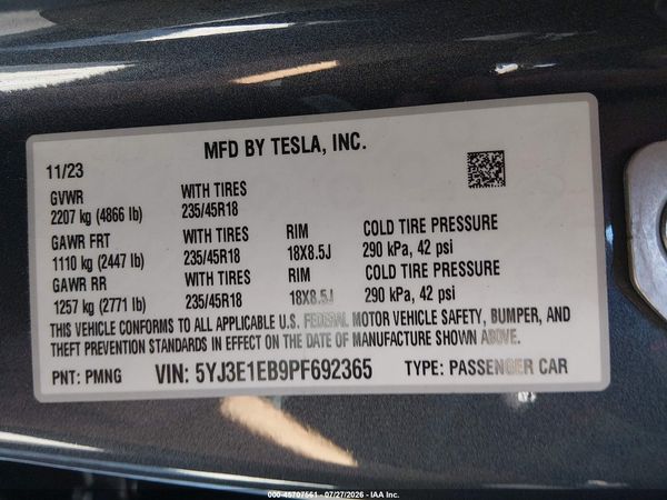 2023 TESLA MODEL 3