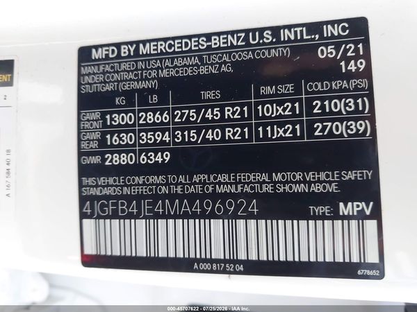 2021 MERCEDES-BENZ GLE 350 GLE350 — I9