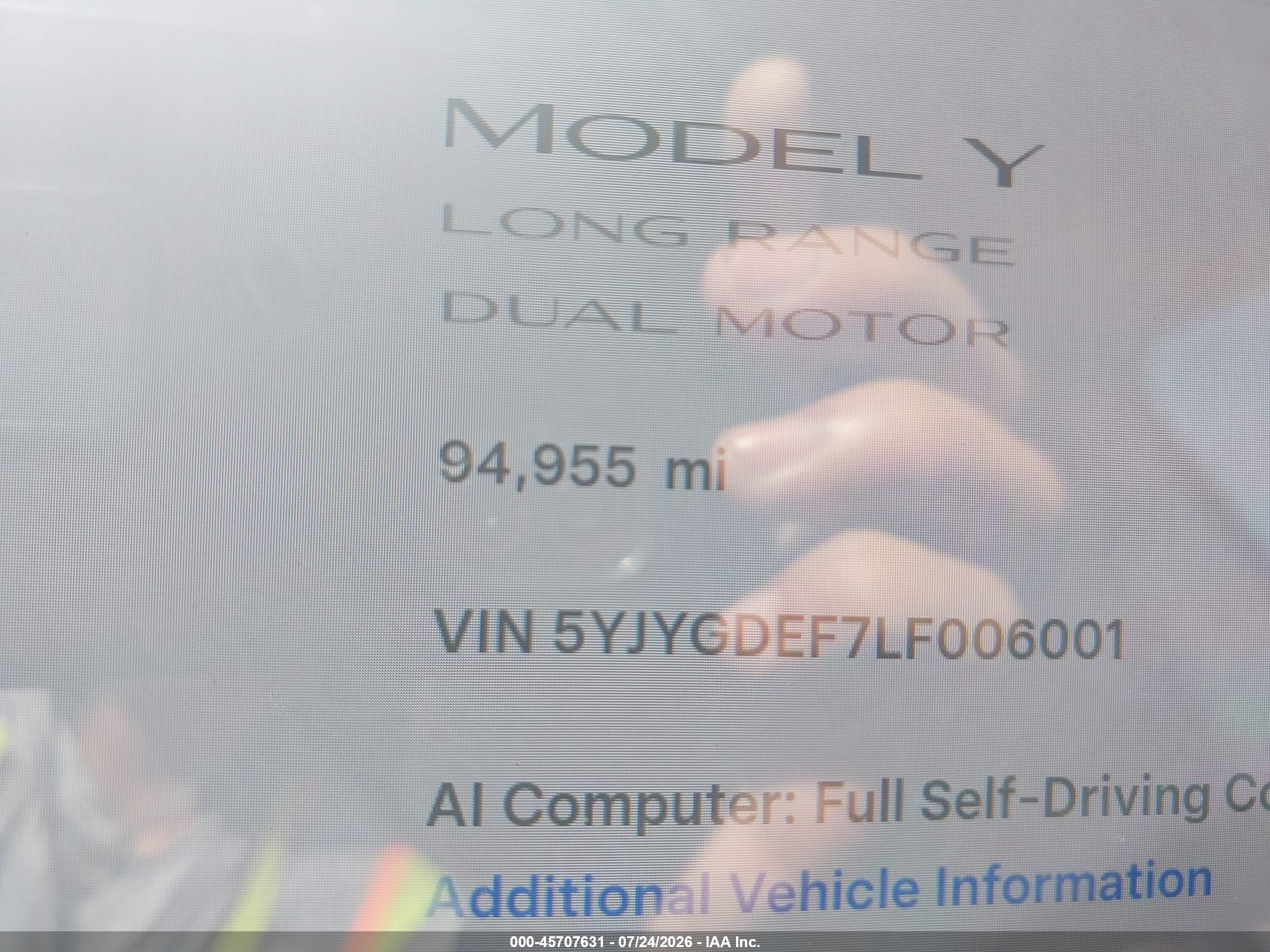 2020 TESLA MODEL Y