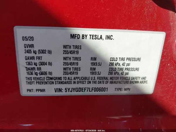 2020 TESLA MODEL Y