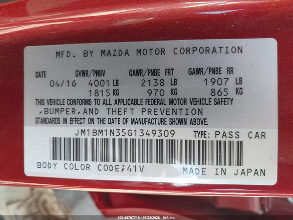 2016 MAZDA MAZDA3 S GRAND TOURING