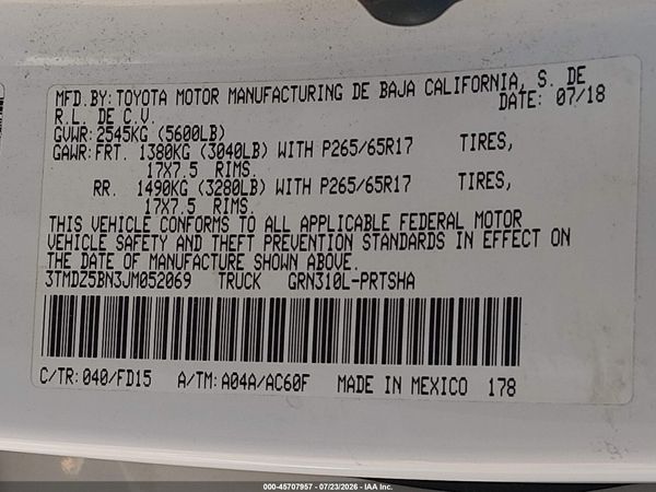 2018 TOYOTA TACOMA TRD SPORT