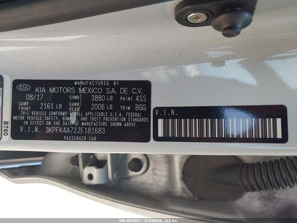 2018 KIA FORTE LX