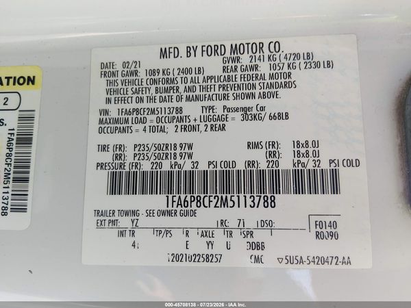 2021 FORD MUSTANG