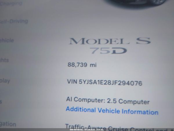 2018 TESLA MODEL S 100D/75D/P100D