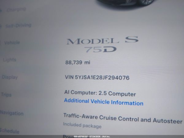 2018 TESLA MODEL S 100D/75D/P100D