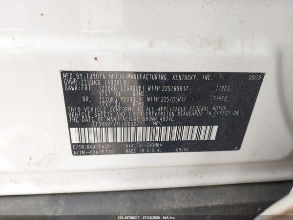 2020 TOYOTA RAV4 HYBRID XLE
