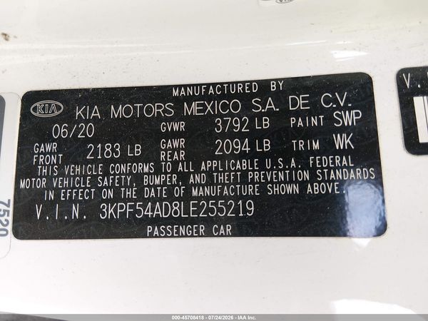 2020 KIA FORTE EX