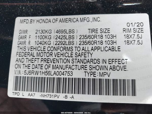 2020 HONDA CR-V 2WD EX