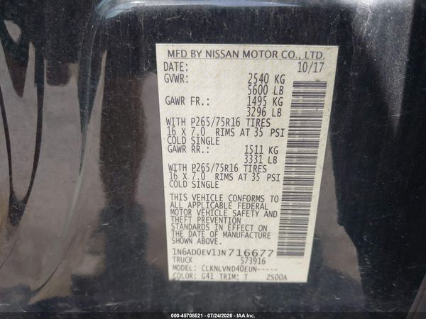 2018 NISSAN FRONTIER PRO-4X