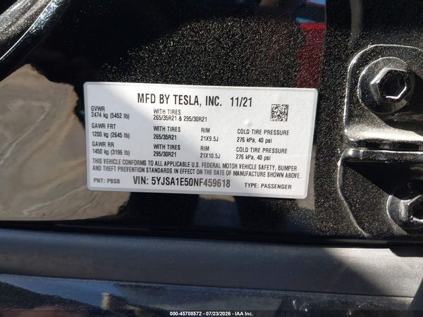 2022 TESLA MODEL S
