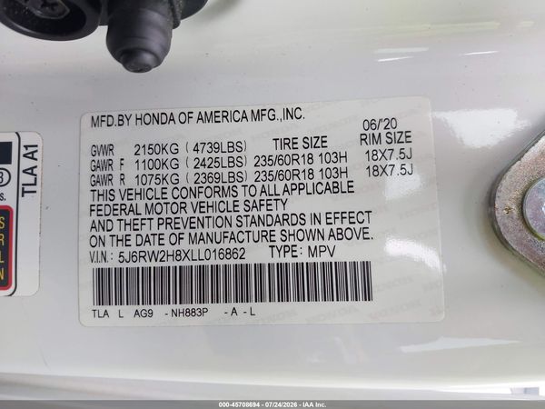 2020 HONDA CR-V AWD EX-L