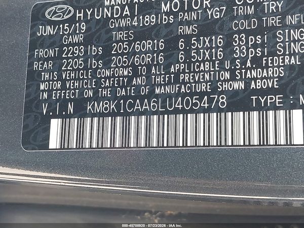 2020 HYUNDAI KONA SE