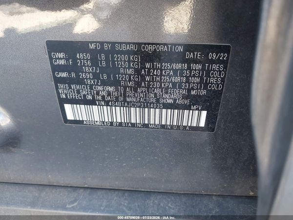 2023 SUBARU OUTBACK ONYX EDITION — I9