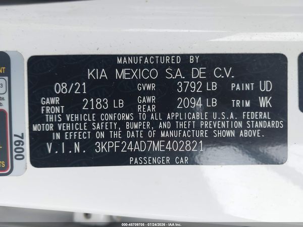 2021 KIA FORTE FE