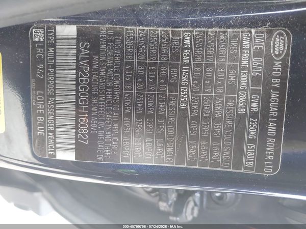 2016 LAND ROVER RANGE ROVER EVOQUE SE/SE PREMIUM