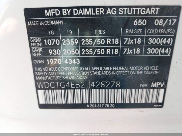2018 MERCEDES-BENZ GLA 250 GLA250