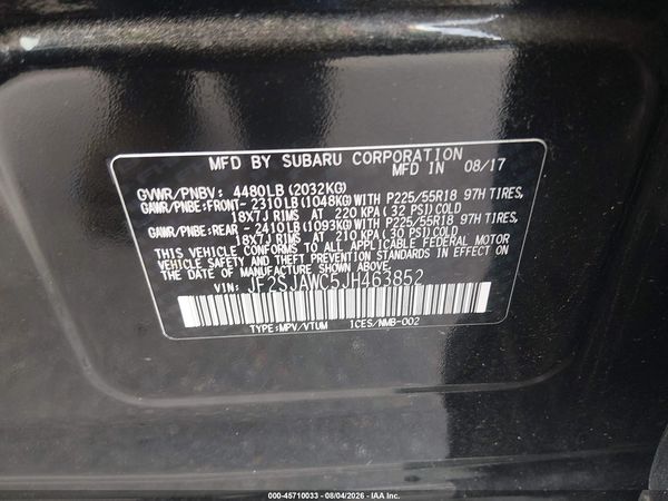 2018 SUBARU FORESTER 2.5I TOURING
