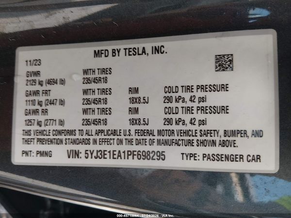 2023 TESLA MODEL 3 REAR-WHEEL DRIVE