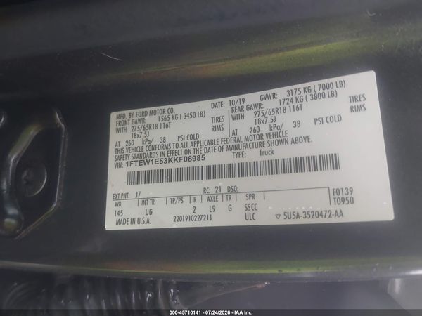 2019 FORD F-150 XLT