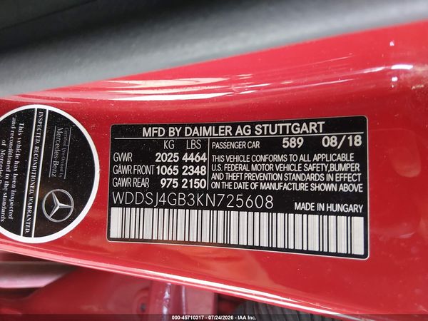 2019 MERCEDES-BENZ CLA 250 4MATIC