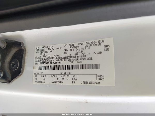 2018 FORD F-150 XL/XLT