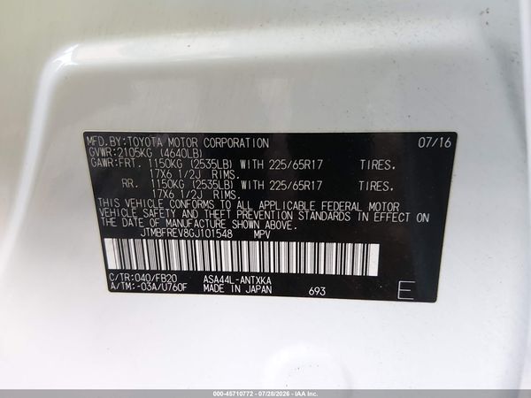 2016 TOYOTA RAV4 LE