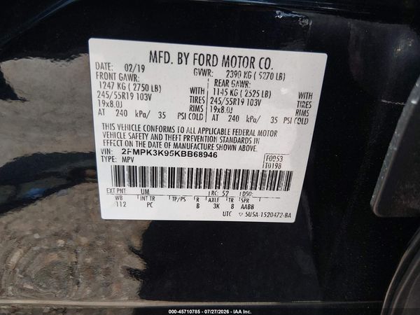 2019 FORD EDGE TITANIUM — I9