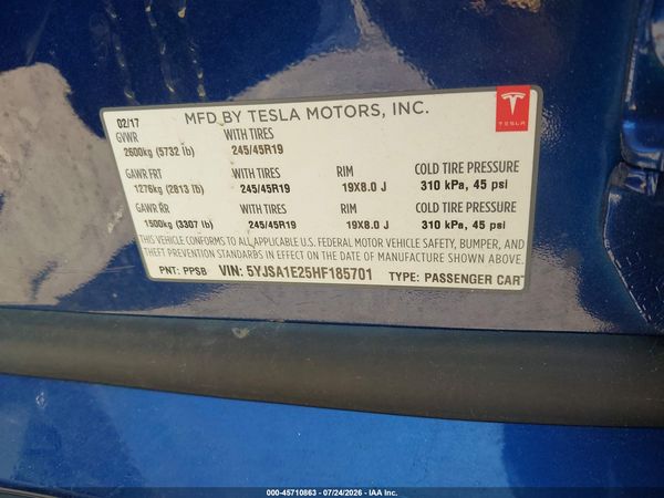 2017 TESLA MODEL S 100D/60D/75D/90D/P100D