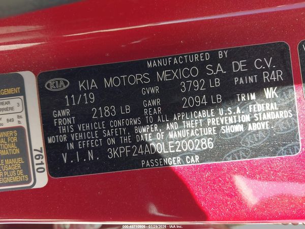 2020 KIA FORTE LXS
