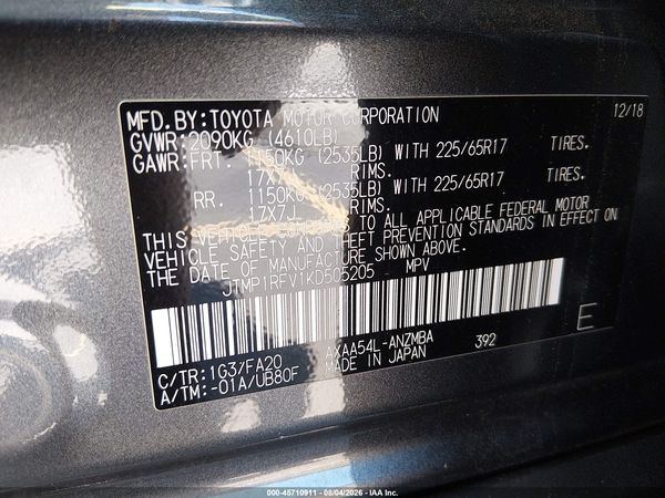 2019 TOYOTA RAV4 XLE