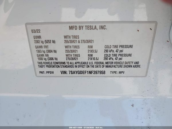 2022 TESLA MODEL Y
