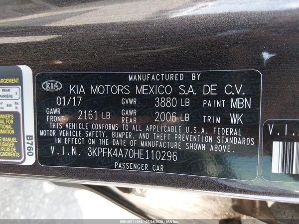 2017 KIA FORTE LX