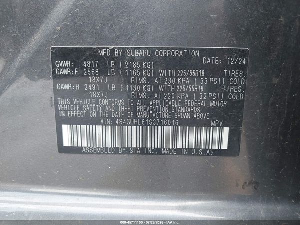 2025 SUBARU CROSSTREK LIMITED — I9
