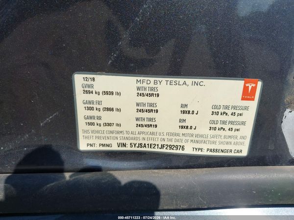 2018 TESLA MODEL S 100D/75D/P100D