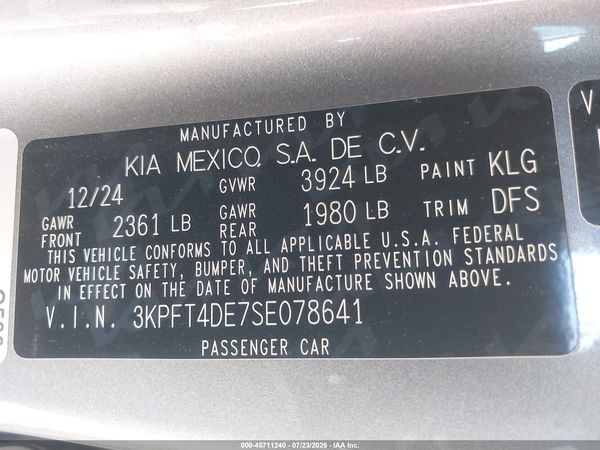 2025 KIA K4 LXS