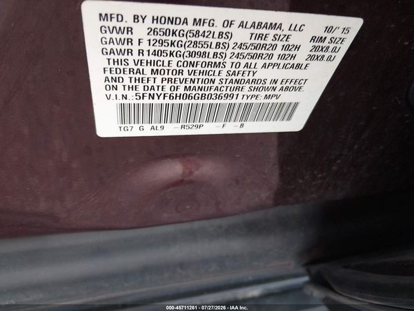 2016 HONDA PILOT ELITE