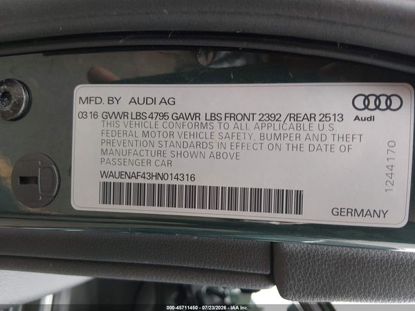 2017 AUDI A4 PREMIUM PLUS — I9