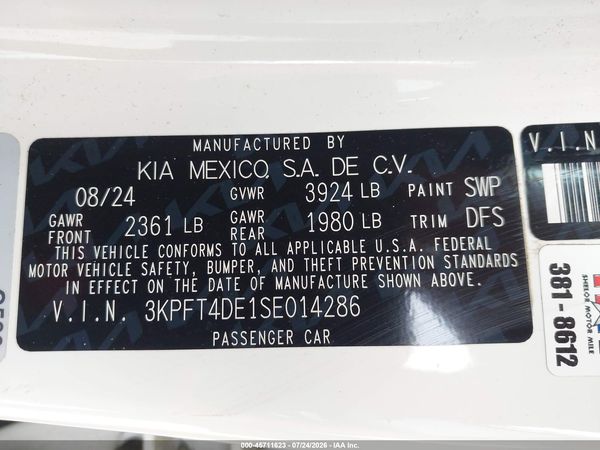2025 KIA K4 LX