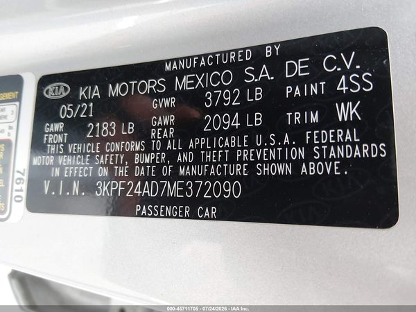 2021 KIA FORTE LXS