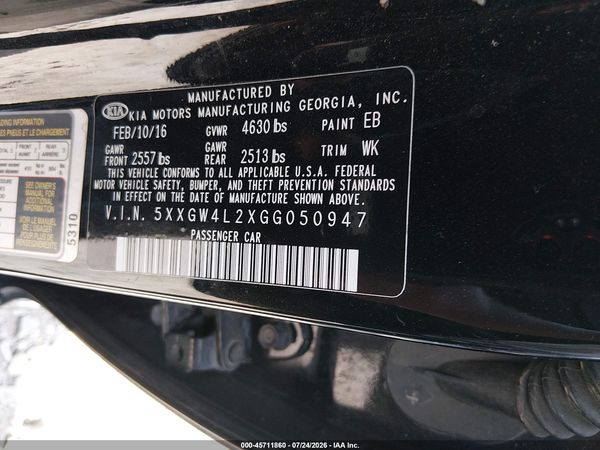 2016 KIA OPTIMA SX TURBO