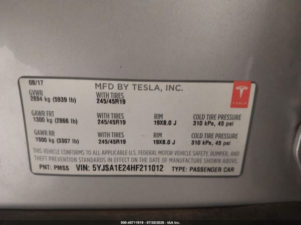 2017 TESLA MODEL S 100D/60D/75D/90D/P100D