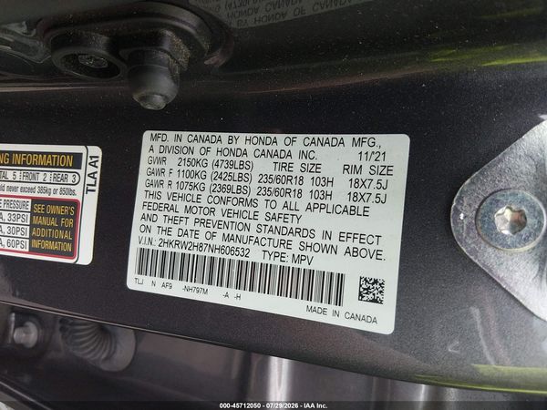 2022 HONDA CR-V AWD EX-L