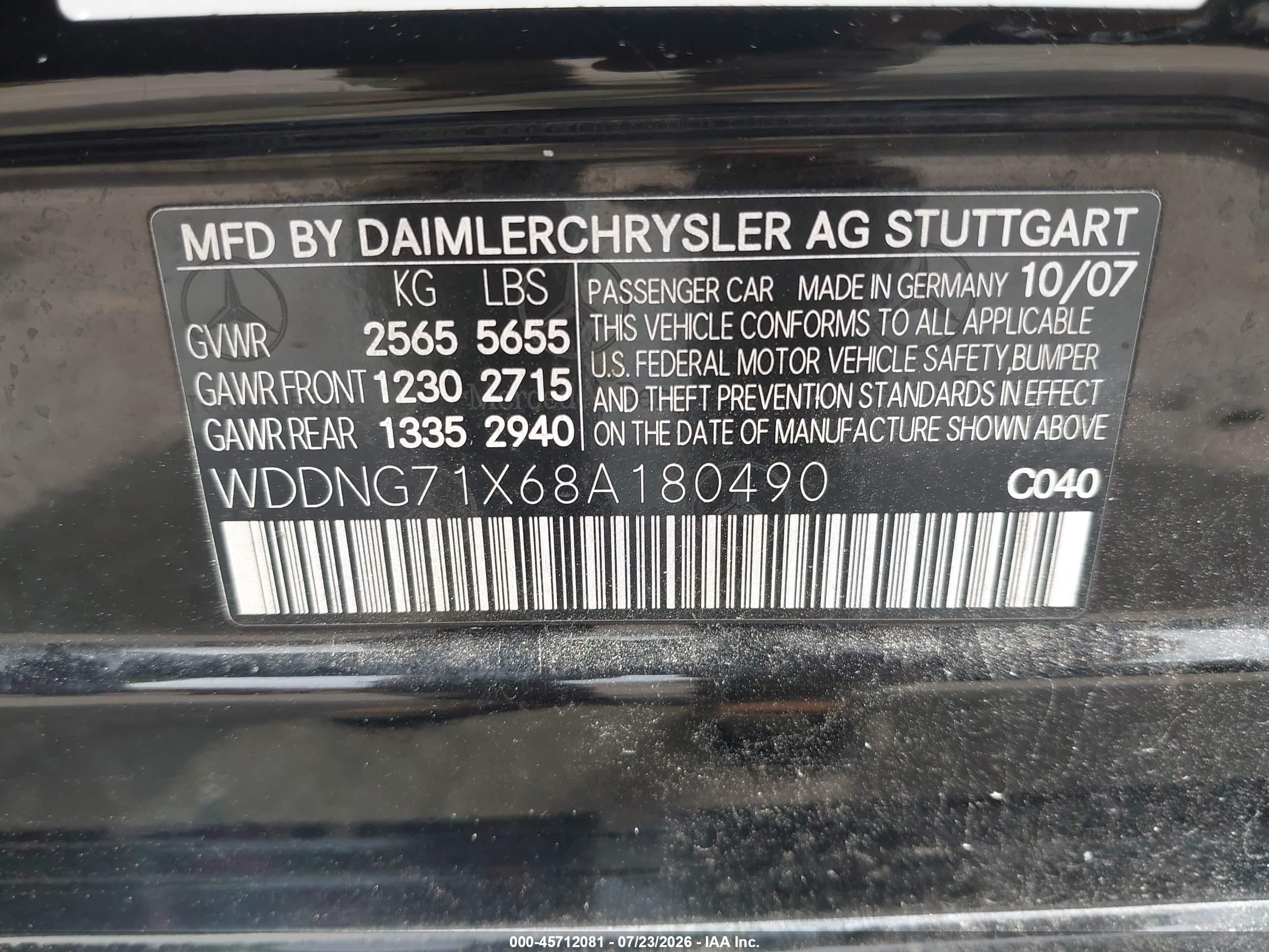 2008 MERCEDES-BENZ S 550 S550