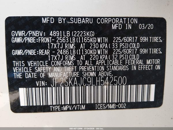 2020 SUBARU FORESTER PREMIUM