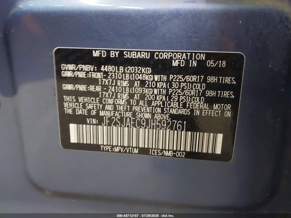 2018 SUBARU FORESTER 2.5I PREMIUM — I9