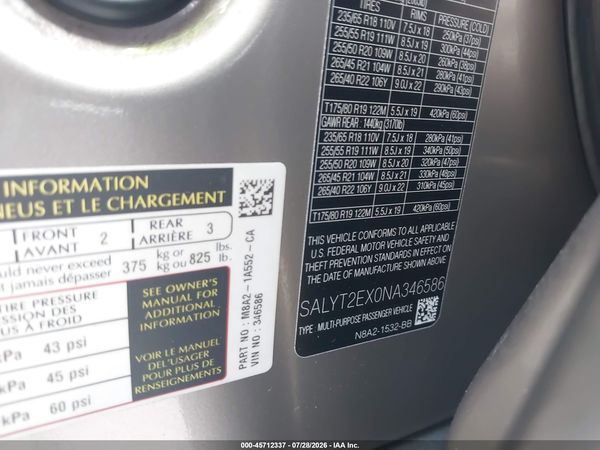 2022 LAND ROVER RANGE ROVER VELAR P250 R-DYNAMIC S